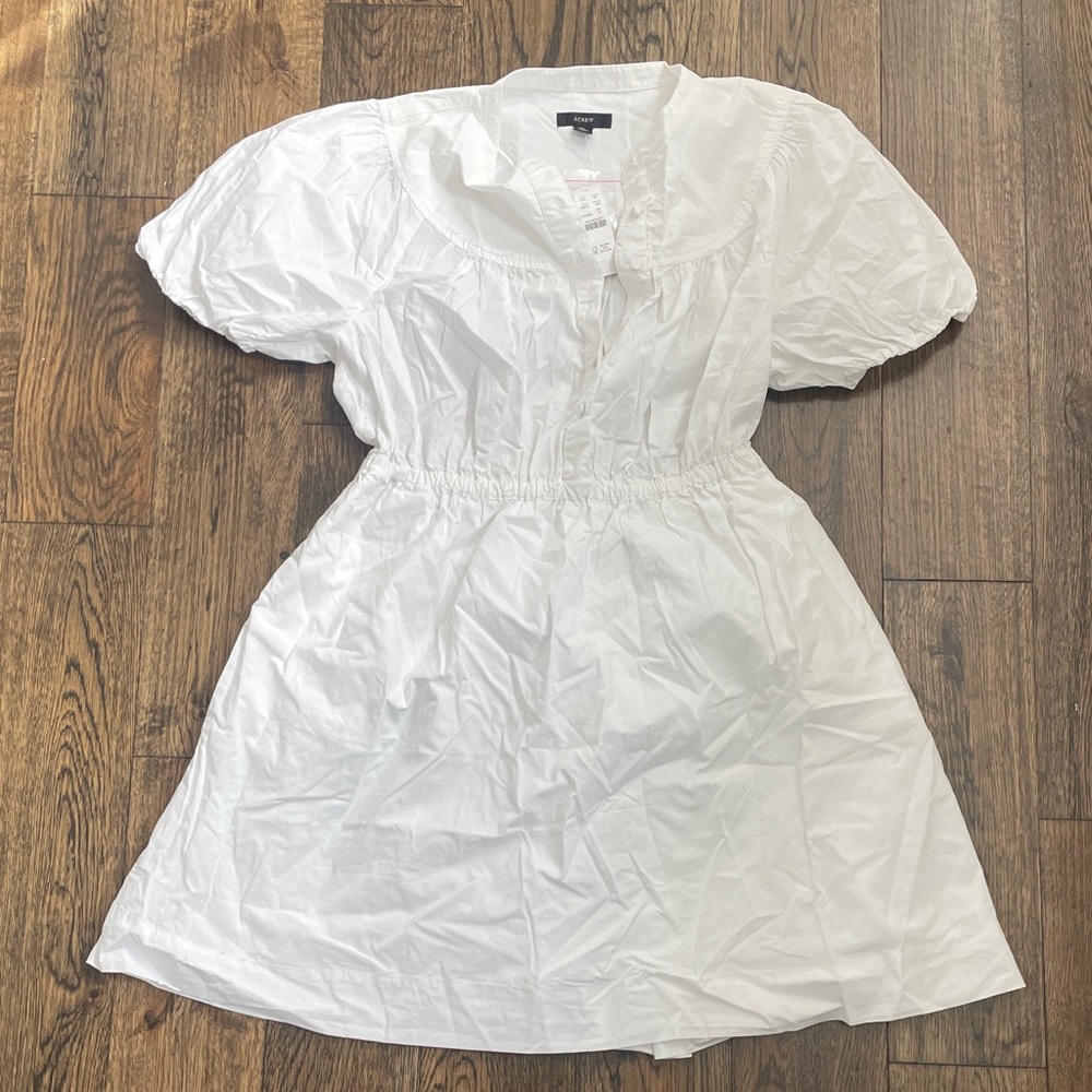 J. Crew White puff sleeve Mini Dress NWT